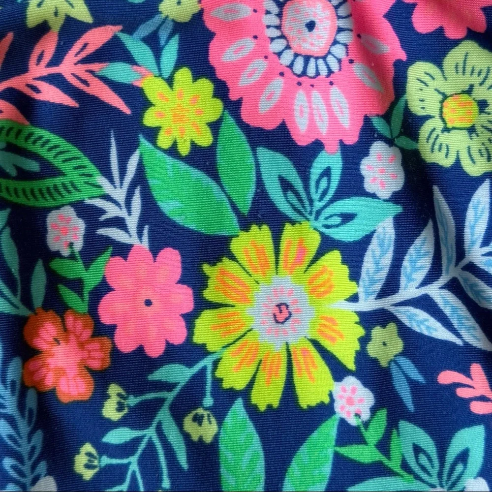 🍭 Cat & Jack Girls Blue Floral One-Piece Swimsuit - Size Small (6/6X) (Used)